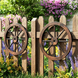 24 Inch Set of 4 Decorative Wooden Wagon Wheel Carbonized Solid Fir Wood
