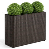 24 Inch Tall Raised Garden Bed All-Weather PE Rattan Wicker Flowerpot with Liner
