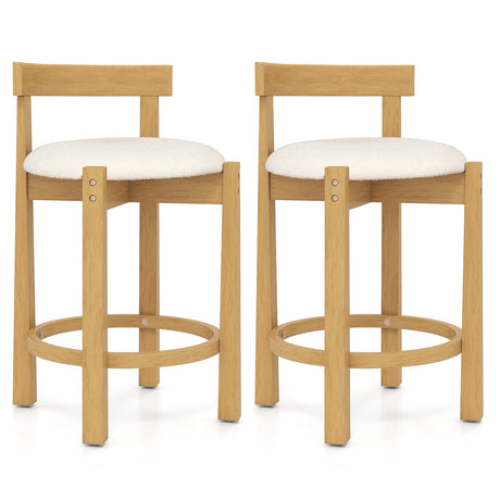 Taburetes de bar de altura de encimera tapizados en terciopelo teddy de 24 pulgadas con respaldos y reposapiés