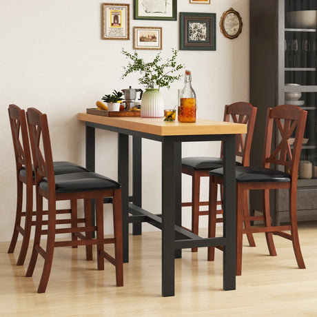 Juego de 2 sillas de comedor tapizadas de 24 pulgadas con respaldo alto ahuecado - Marrón