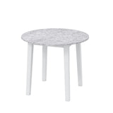 Mesa de comedor redonda de 35 pulgadas con patas de madera de caucho y tablero con chapa de textura de mármol