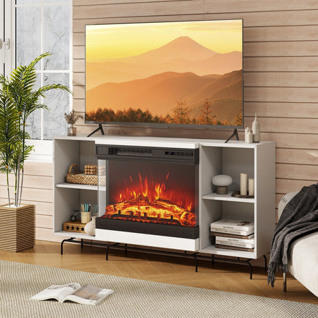 Calentador eléctrico de chimenea de 24 pulgadas con cristal de 3 lados y control remoto