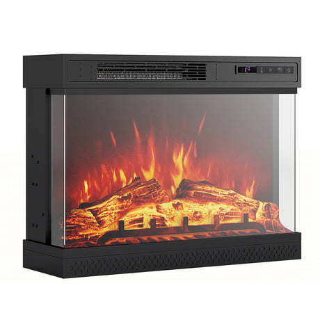 Calentador eléctrico de chimenea de 24 pulgadas con cristal de 3 lados y control remoto