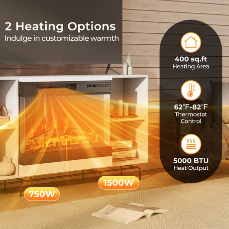 Calentador eléctrico de chimenea de 24 pulgadas con cristal de 3 lados y control remoto