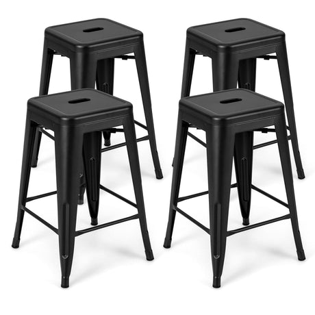 Juego de 4 taburetes de bar de 24 pulgadas estilo Tolix apilables para mostrador