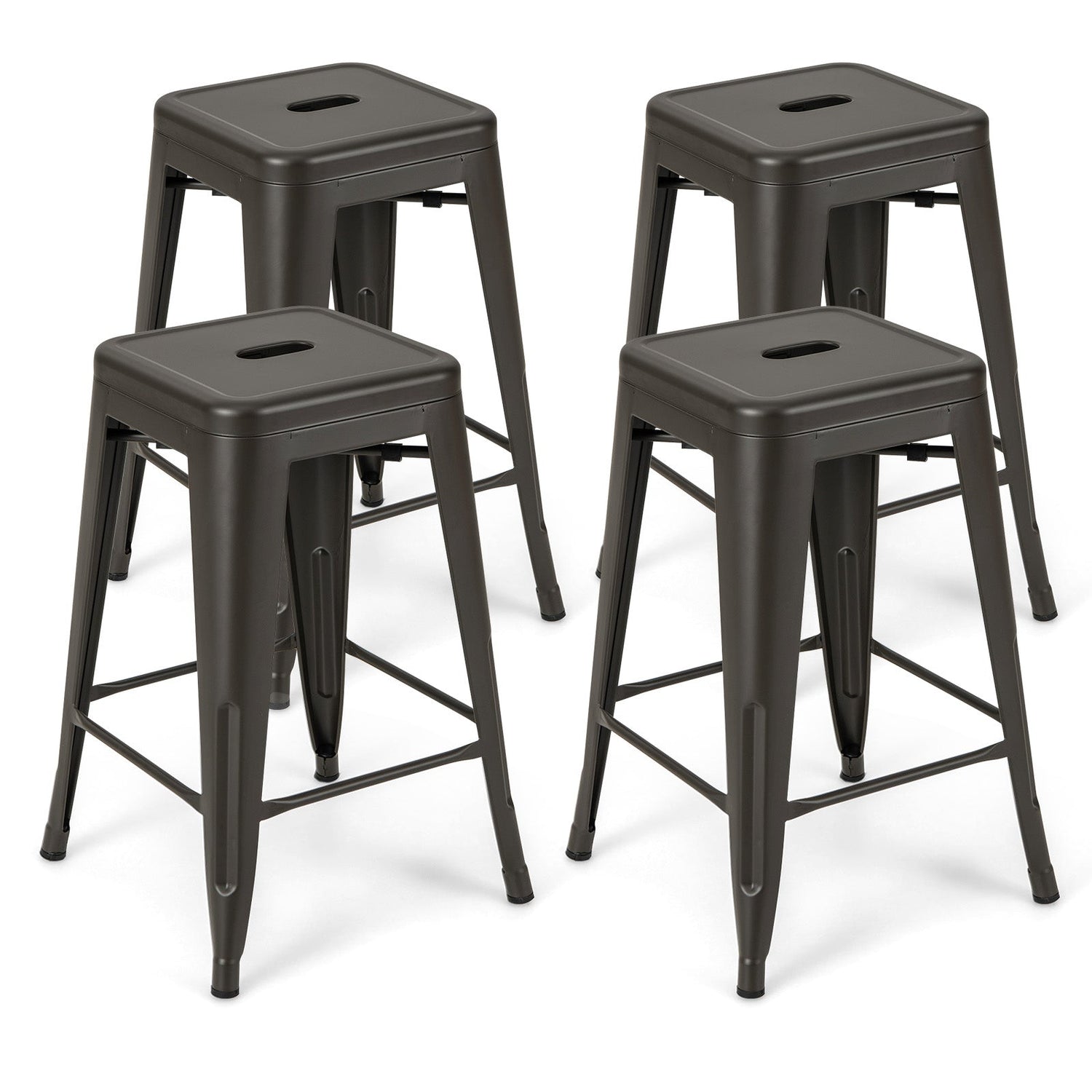 Juego de 4 taburetes de bar de 24 pulgadas estilo Tolix apilables para mostrador