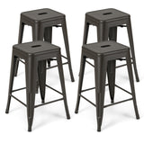 Juego de 4 taburetes de bar de 24 pulgadas estilo Tolix apilables para mostrador
