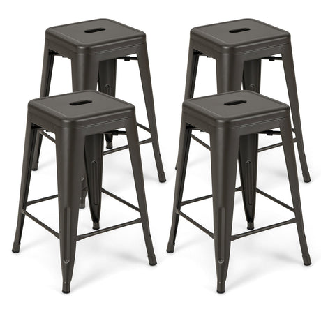Juego de 4 taburetes de bar de 24 pulgadas estilo Tolix apilables para mostrador