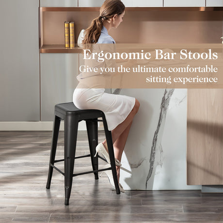 Juego de 4 taburetes de bar de 24 pulgadas estilo Tolix apilables para mostrador