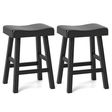 Juego de 2 taburetes de 24 pulgadas de altura para mostrador con reposapiés para restaurante, cafetería, pub - Negro