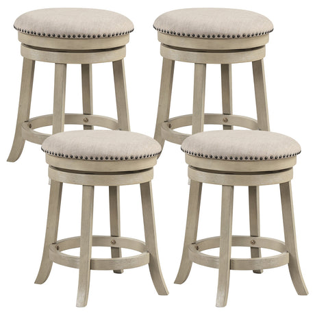 Juego de 2 taburetes de bar giratorios de 24/26 pulgadas con estructura de madera