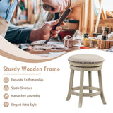 24/26 Inches Swivel Bar Stools Set of 2 wth Wooden Frame