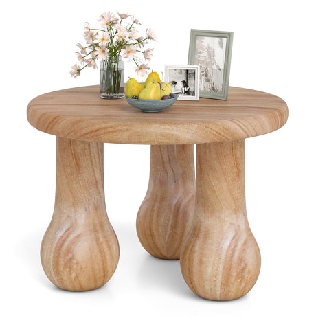 Mesa de café de madera maciza de caoba pequeña de 24" con tapa engrosada y patas de columna