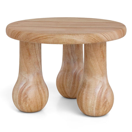 Mesa de café de madera maciza de caoba pequeña de 24" con tapa engrosada y patas de columna