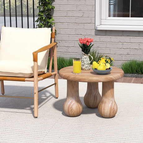 Mesa de café de madera maciza de caoba pequeña de 24" con tapa engrosada y patas de columna