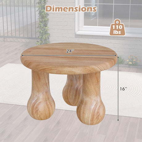 Mesa de café de madera maciza de caoba pequeña de 24" con tapa engrosada y patas de columna