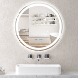 Espejo de Baño Antiempañamiento de 24 Pulgadas con Luces LED de 3 Colores y Pantalla de Temperatura