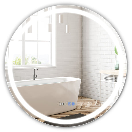 Espejo de baño de pared antivaho de 32 pulgadas con luces LED de 3 colores