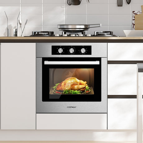 Horno de pared simple de 24 pulgadas y 2.47 pies cúbicos con 5 modos de cocción - Plata