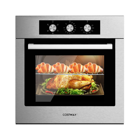 Horno de pared simple de 24 pulgadas y 2.47 pies cúbicos con 5 modos de cocción - Plata