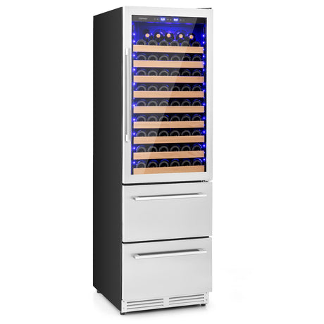 Refrigerador de vino y bebidas de 24 pulgadas con control de temperatura independiente - Plateado
