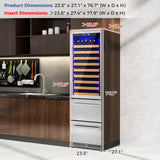 Refrigerador de vino y bebidas de 24 pulgadas con control de temperatura independiente - Plateado