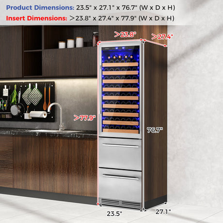 Refrigerador de vino y bebidas de 24 pulgadas con control de temperatura independiente - Plateado