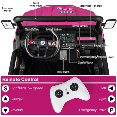 Coche Eléctrico de 24 V para Niños con Volquete y Control Remoto