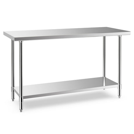 Mesa de trabajo de acero inoxidable de 24 x 60 pulgadas para preparación de cocina con estante inferior ajustable