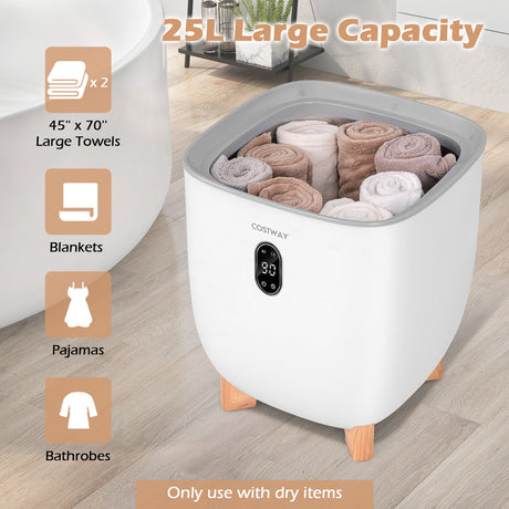 Calentador de toallas tipo cubo de 25 litros con 2 ajustes de temperatura y apagado automático - Blanco