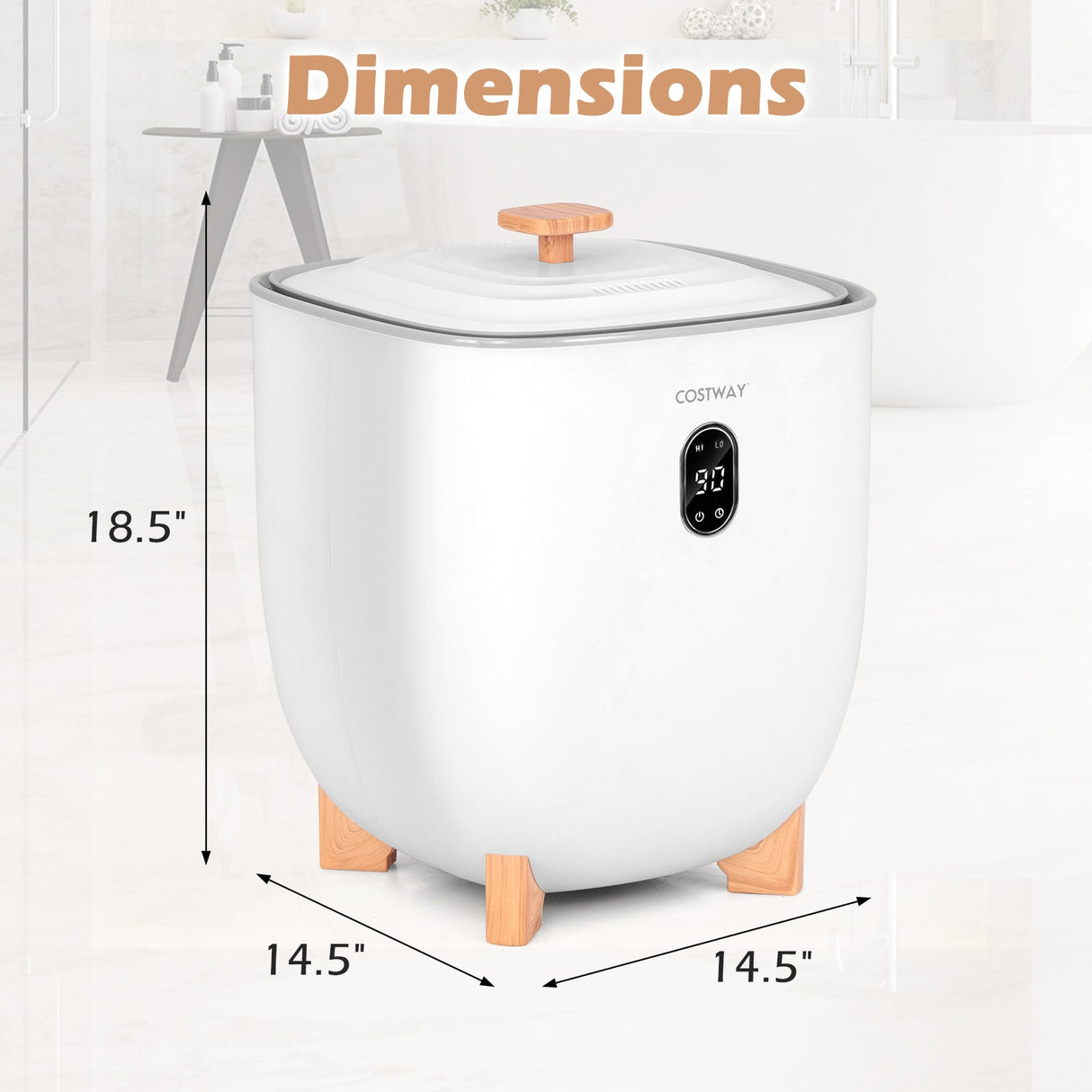 Calentador de toallas tipo cubo de 25 litros con 2 ajustes de temperatura y apagado automático - Blanco
