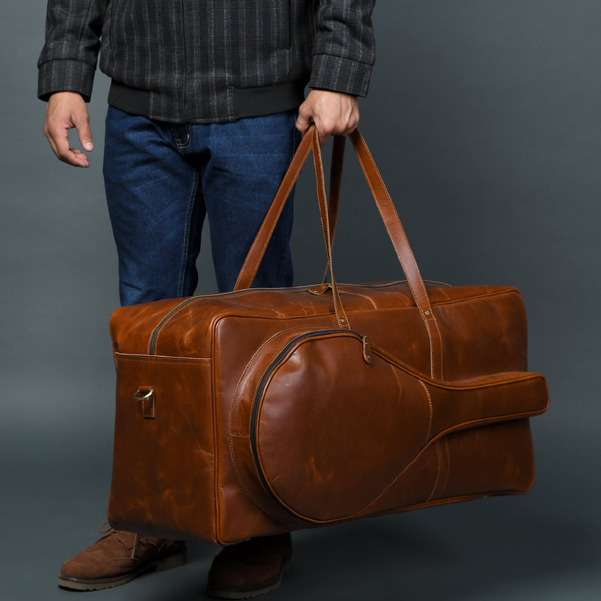 Bolsa de deporte de cuero de búfalo para tenis