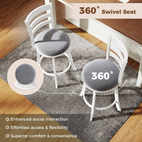 Taburetes de barra giratorios de 25"/30.5" (juego de 2) Sillas giratorias de 360° para barra/mostrador con asiento tapizado