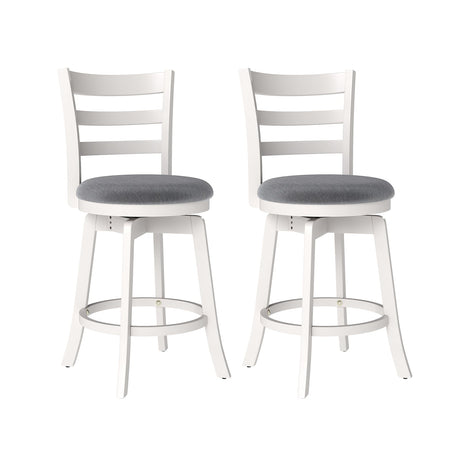 Taburetes de barra giratorios de 25"/30.5" (juego de 2) Sillas giratorias de 360° para barra/mostrador con asiento tapizado