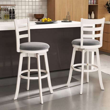 Taburetes de barra giratorios de 25"/30.5" (juego de 2) Sillas giratorias de 360° para barra/mostrador con asiento tapizado