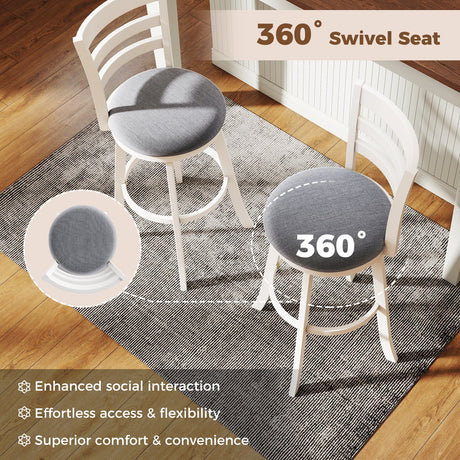 Taburetes de barra giratorios de 25"/30.5" (juego de 2) Sillas giratorias de 360° para barra/mostrador con asiento tapizado