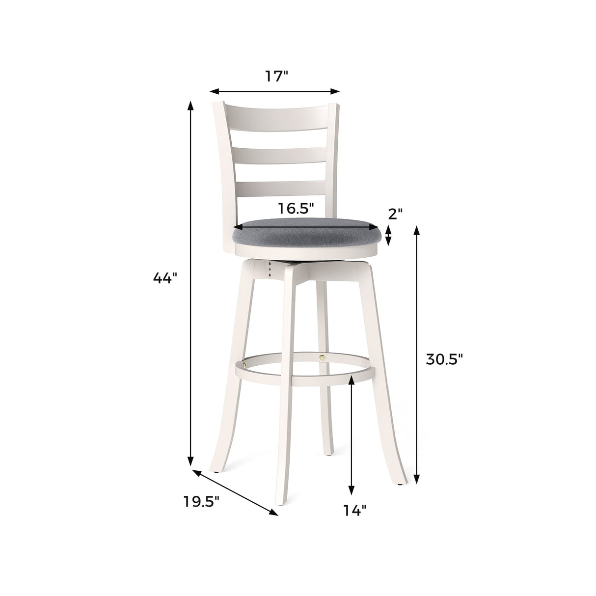 Taburetes de barra giratorios de 25"/30.5" (juego de 2) Sillas giratorias de 360° para barra/mostrador con asiento tapizado