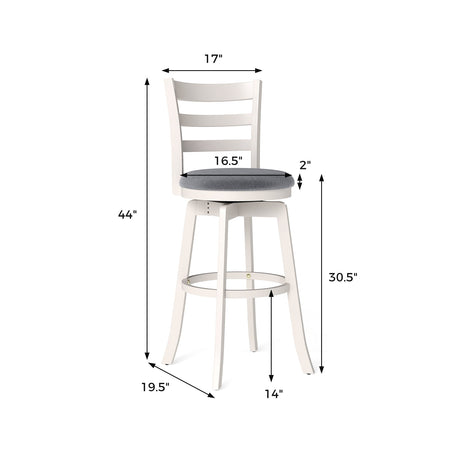 Taburetes de barra giratorios de 25"/30.5" (juego de 2) Sillas giratorias de 360° para barra/mostrador con asiento tapizado