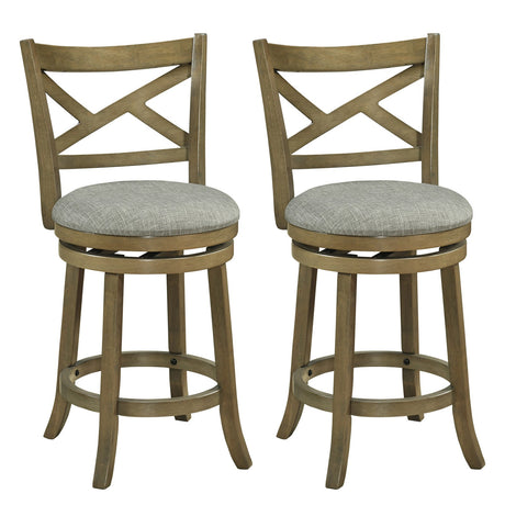Juego de 2 taburetes de bar giratorios de 25/30 pulgadas con respaldo y estructura de madera