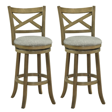 Juego de 2 taburetes de bar giratorios de 25/30 pulgadas con respaldo y estructura de madera