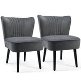 Juego de 2 sillones modernos tapizados con patas de madera maciza
