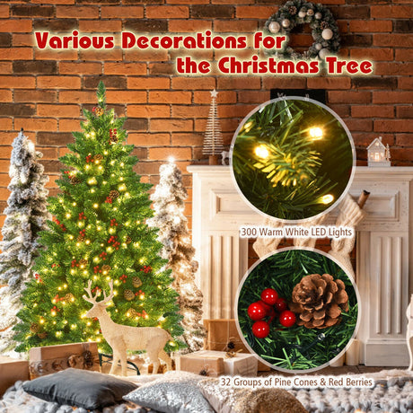 Árbol de Navidad articulado preiluminado de 4.5 pies con 300 luces LED