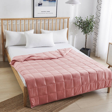 Manta pesada y suave de 20 lb, 60" x 80", transpirable, con tejido de bambú natural - Rosa