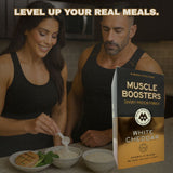 Muscle Boosters Caja Cheddar Blanco - Aislado de proteína de suero orgánico de vacas alimentadas con pasto (10 paquetes individuales)