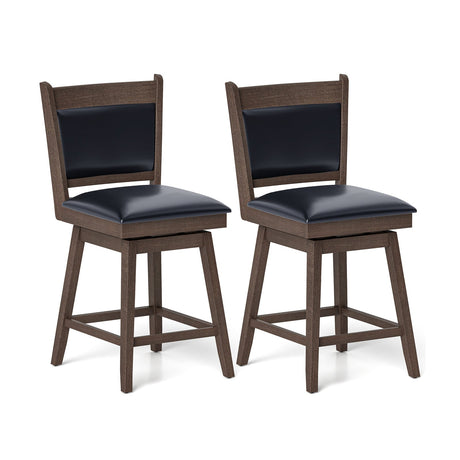Taburetes de bar acolchados de 25/29 pulgadas, juego de 2 con asiento giratorio y reposapiés