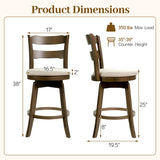 25 Inch Swivel Counter Barstools with Backrest & Upholstered Seat