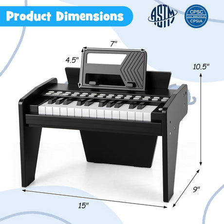 Teclado de piano para niños de 25 teclas con velocidad y volumen ajustables