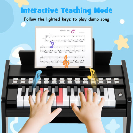 Teclado de piano para niños de 25 teclas con velocidad y volumen ajustables