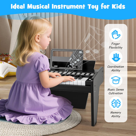 Teclado de piano para niños de 25 teclas con velocidad y volumen ajustables