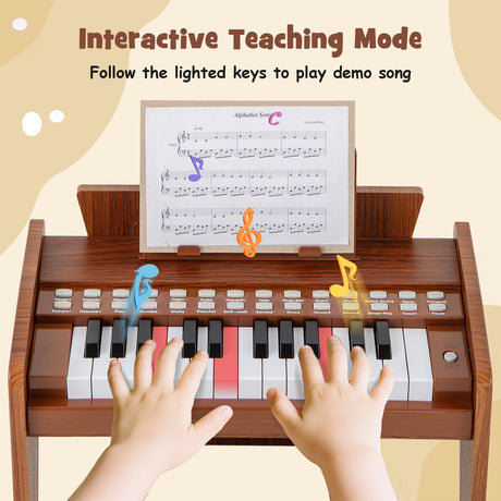 Teclado de piano para niños de 25 teclas con velocidad y volumen ajustables